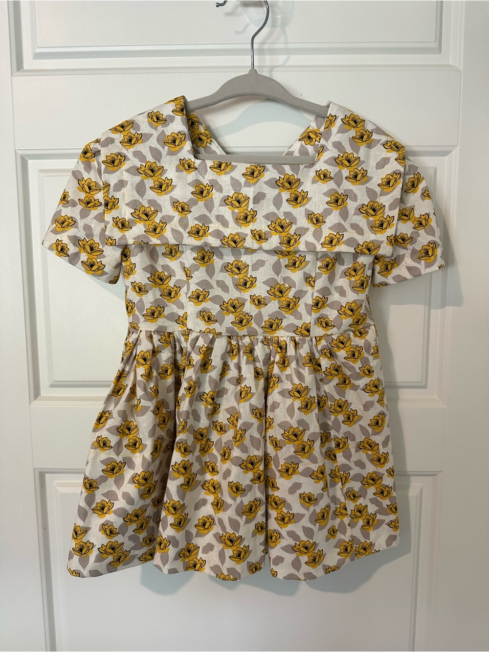 Girls Yellow Floral Short-Sleeve Dress